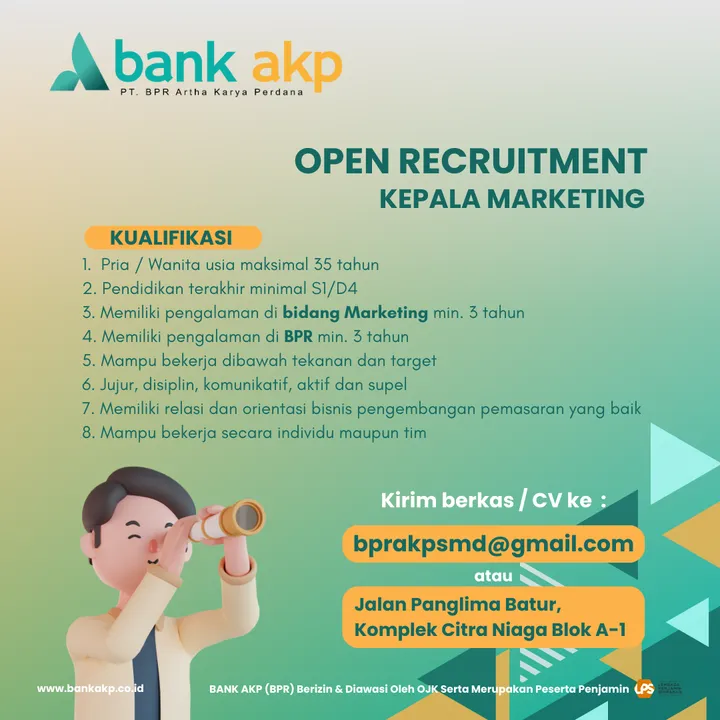 'karir Kepala Marketing Bank AKP'